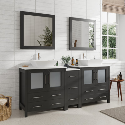  Framed 29.9" Double Bathroom Vanity Set with Mirror