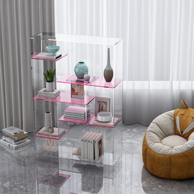 Modern acrylic irregular multi-layer bookcase