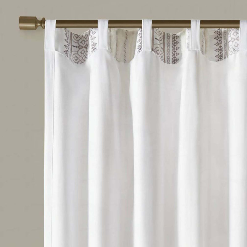 Polyester Curtains,Curtain Panel with Tufted Stripe and Lining, Brown