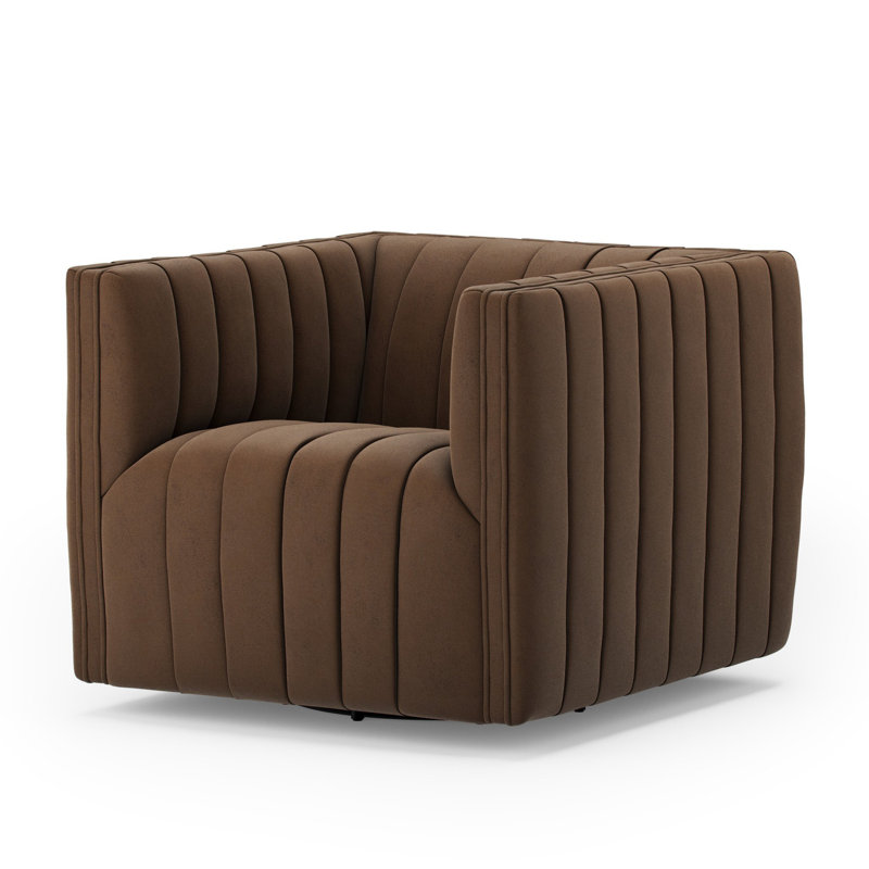 Augustine Swivel Armchair, Maestro Cigar Top Grain Leather