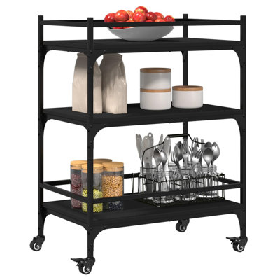 vidaXL Kitchen Trolley 25.6"x15.7"x34.1" Engineered Wood