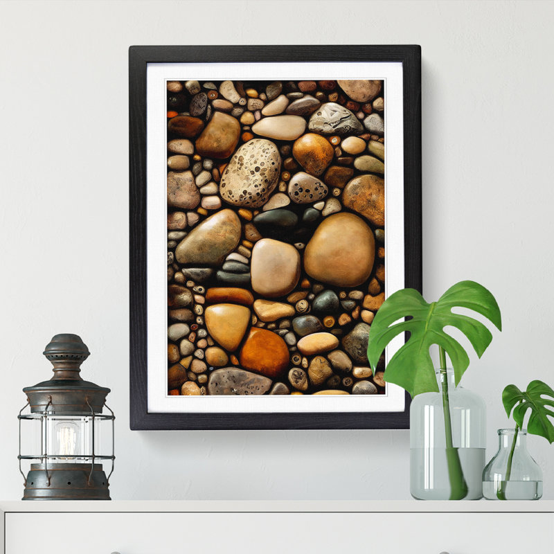 Pebbles Vol.3 - Single Picture Frame Print, Black, 64cm H x 46cm W x 2cm D