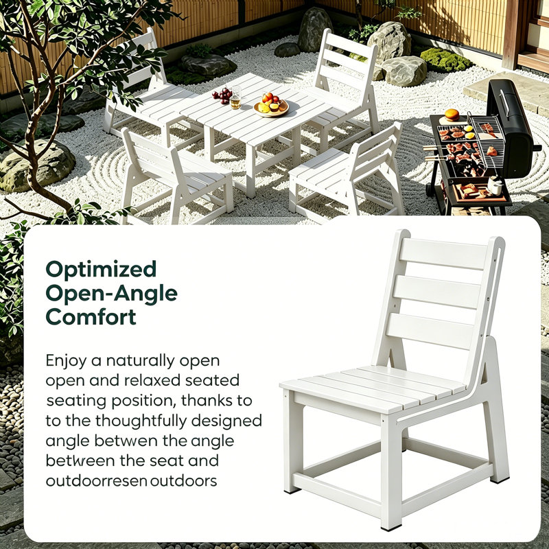 HDPE Square 4 - Person Outdoor-Dining-Set All Weather, White