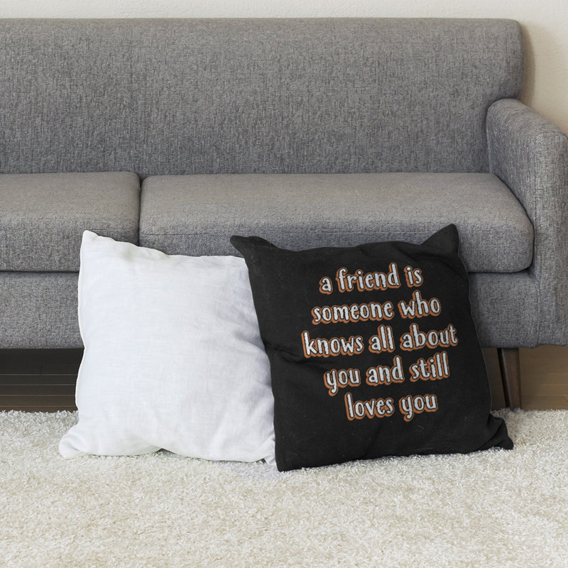 Coussin de sol Love & Friendship, H 36 po x l 36 po, Orange