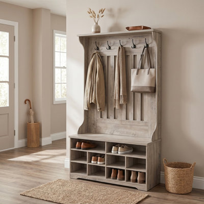 Chalemet Hall Tree 39.4'' Wide with Bench and Shoe Storage