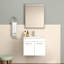 Meuble-lavabo 24 po avec lavabo et miroir, meuble-lavabo mural avec portes doubles, cadre en aluminium, charnières à fermeture douce, longues poignées en métal, lavabo en céramique-126528845