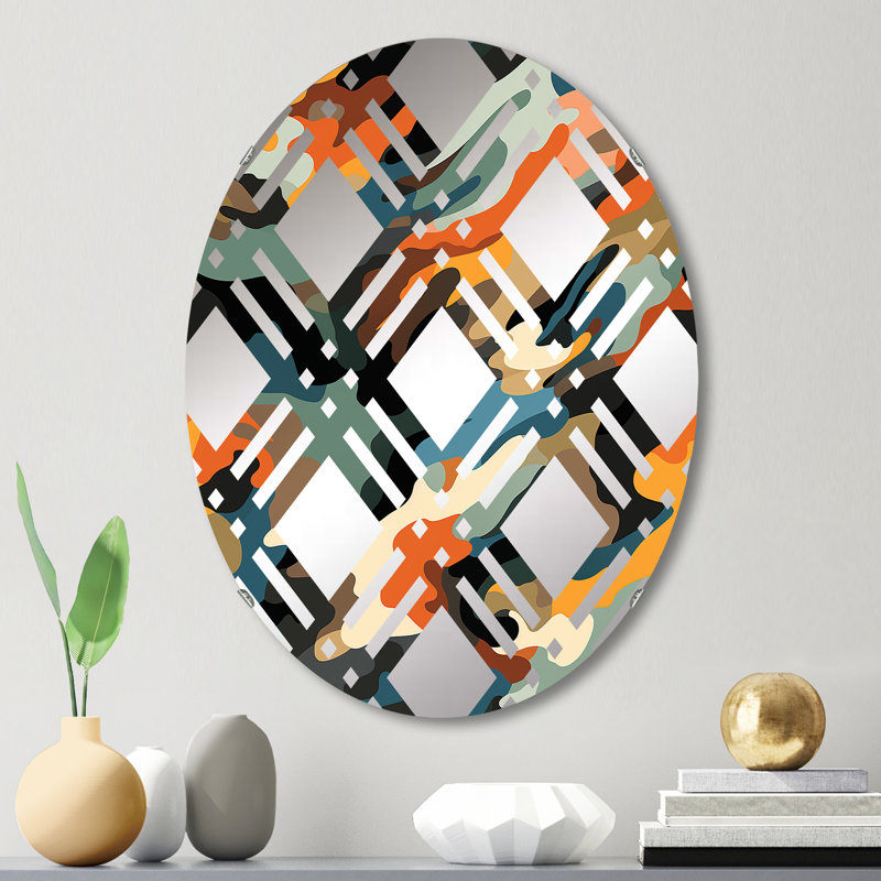 Tribal Camouflage Essence - Miroir décoratif à carreaux ovale, L 20 po x H 30 po