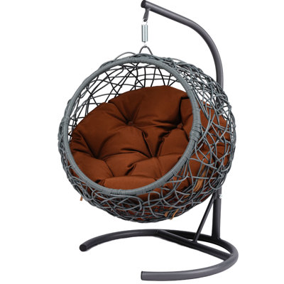 Zeta HDPE Rattan Hanging Swinging Cat Bed with Stand & Cushion