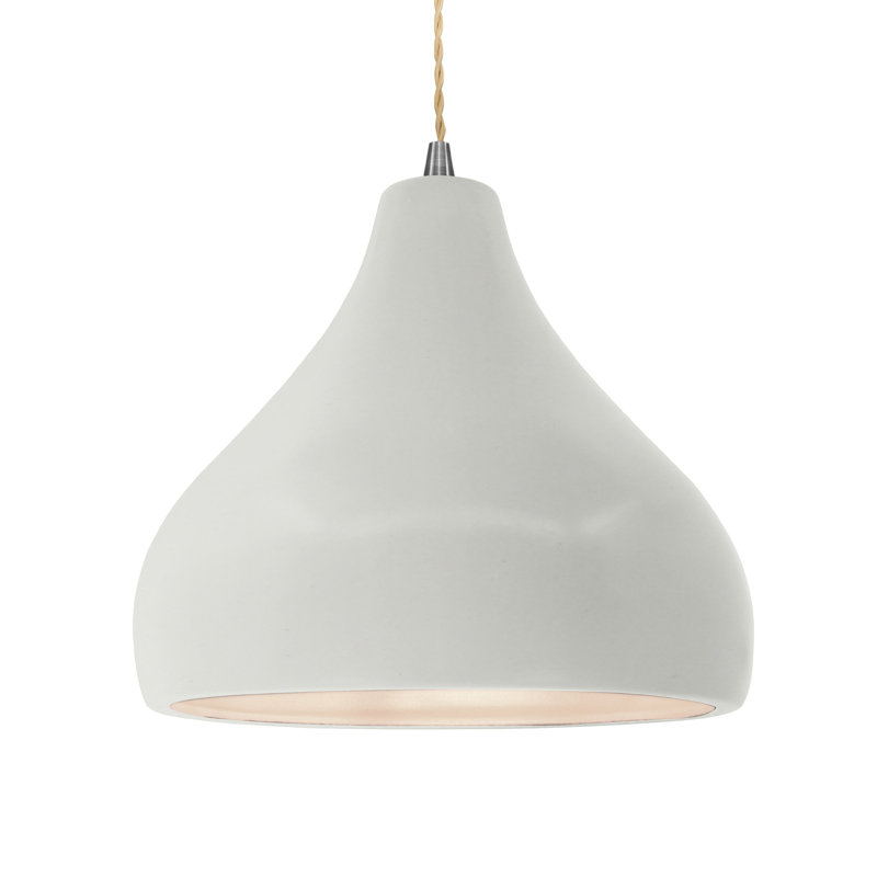 Luminaire suspendu à 1 lumière Meydan - DEL, Blanc mat, Brushed Nickel, H 9,5 po x l 13,5 po x P 13,5 po