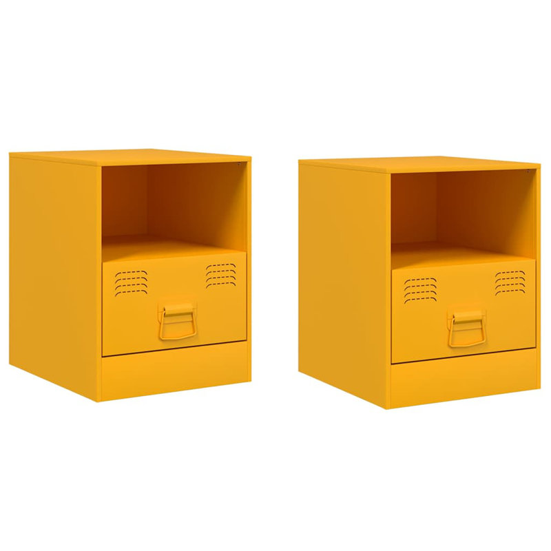 34.5cm W Steel Bedside Table, Mustard Yellow