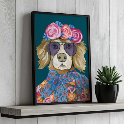 Glitzy Golden Retriever By Yvette St. Amant Canvas Art Print