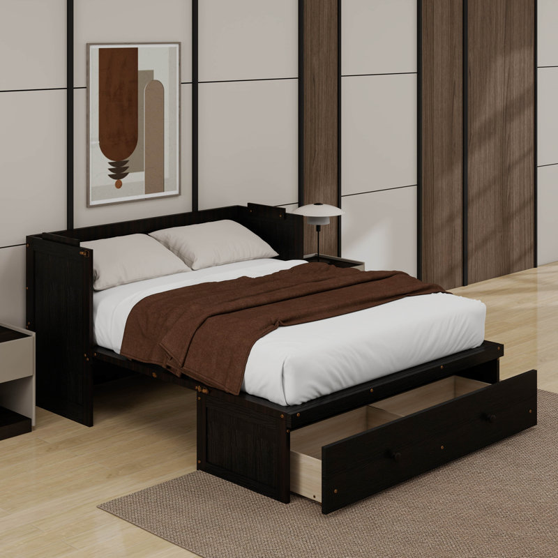 Queen Murphy Bed With USB And Drawer, Espresso