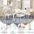 Modern Round Tempered Glass Dining Table Set With Bouclé Chairs, 3/5 Piece Contemporary Kitchen Table And Chairs, Small Space Dining Set With Metal Base, White-1490654845-1490654834