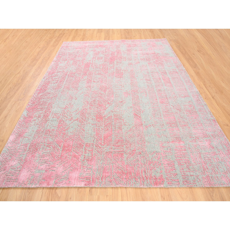 Tapis tissé à la main 7 pi 10 po x 10 pi 1 po en laine et en soie à motif végétal 84ECB2E8C596462D819FD73A5248526B