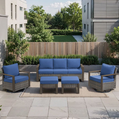 Ensemble de mobilier d'extérieur en osier PE confortable et résistant aux intempéries pour les patios et les jardins