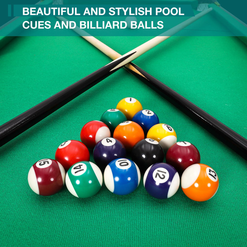 Table de billard pliante 55 pouces - Table de billard portable, table de billard avec 2 queues de billard, 16 boules