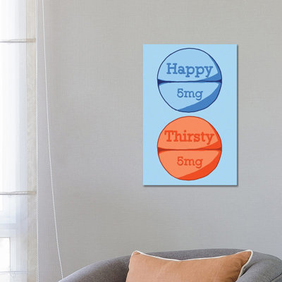 Happy Thirsty Pill Blue by Jaymie Metz - Wrapped Canvas Print