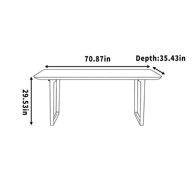 Bureau d'étude simple et bureau simple, H 29,53 po x l 70,87 po x P 35,43 po, Noir