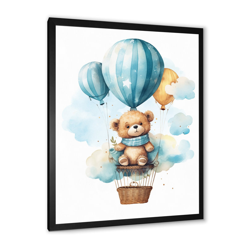 «Nursery Bear Cub Children Dreams II», H 32 po x l 16 po x P 1 po, Cadre simple noir
