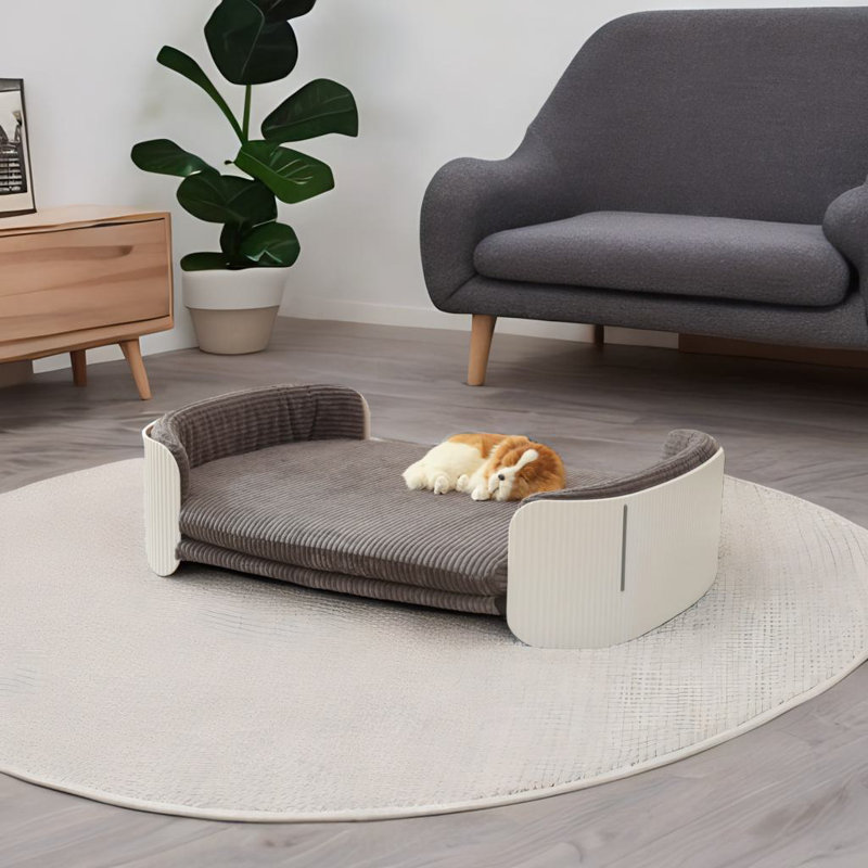 Lit d'intérieur pour chat, Blanc / Gris, Taille moyenne: l 41,3 po x P 28 po