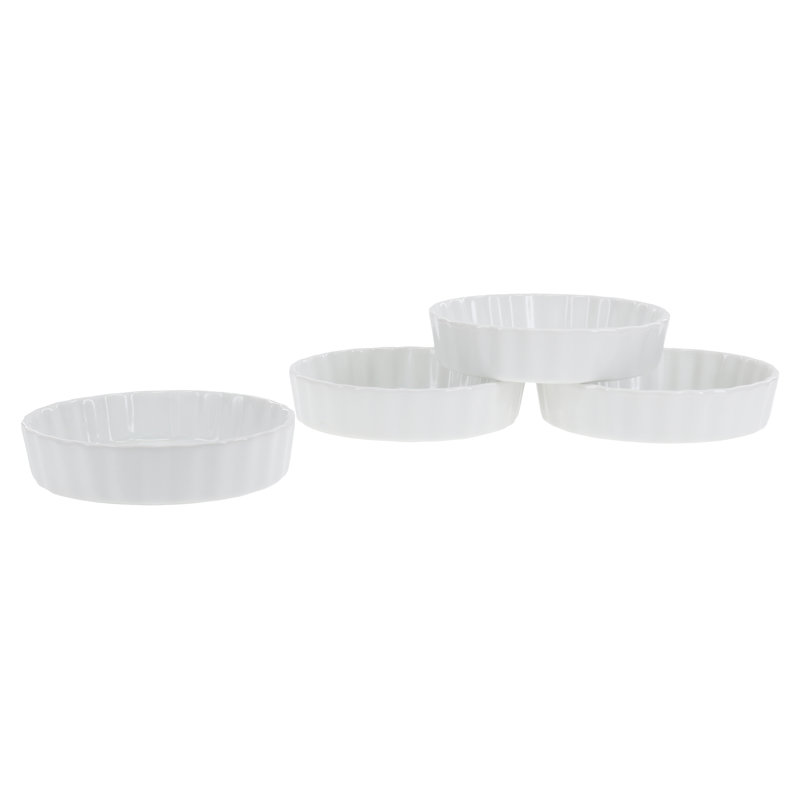 White Porcelain Round Quiche/Brulee Baking Dishes Set of 4