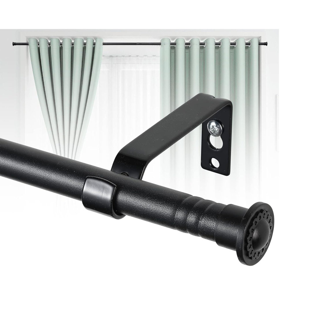 Curtain Pole 76-116Cm, Curtain Rod Metal ,Adjustable Brackets And Cap Finials