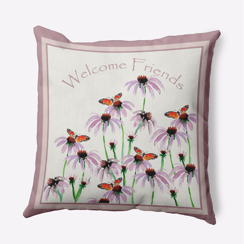 Floral Polyester Throw Pillow, 20" H x 20" W, Square