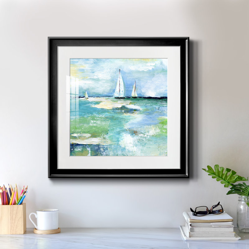 Jour sur le lac - peinture encadrée, Noir, H 17,5 po x l 17,5 po x P 1,5 po