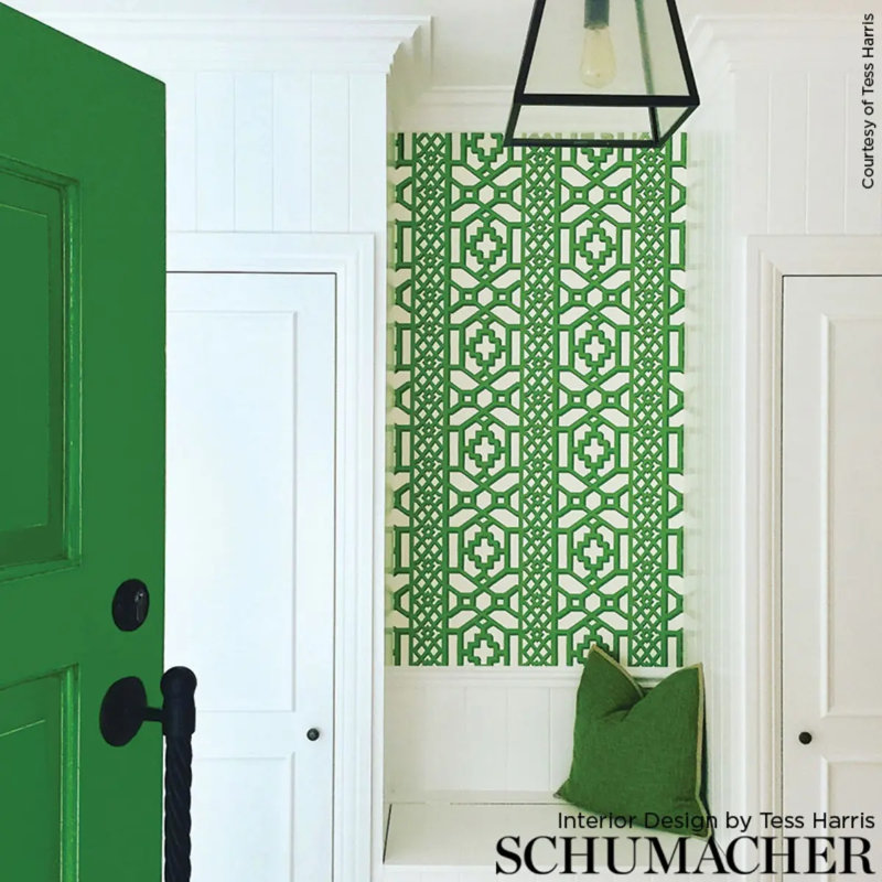 Zanzibar Trellis Wallpaper, Jade