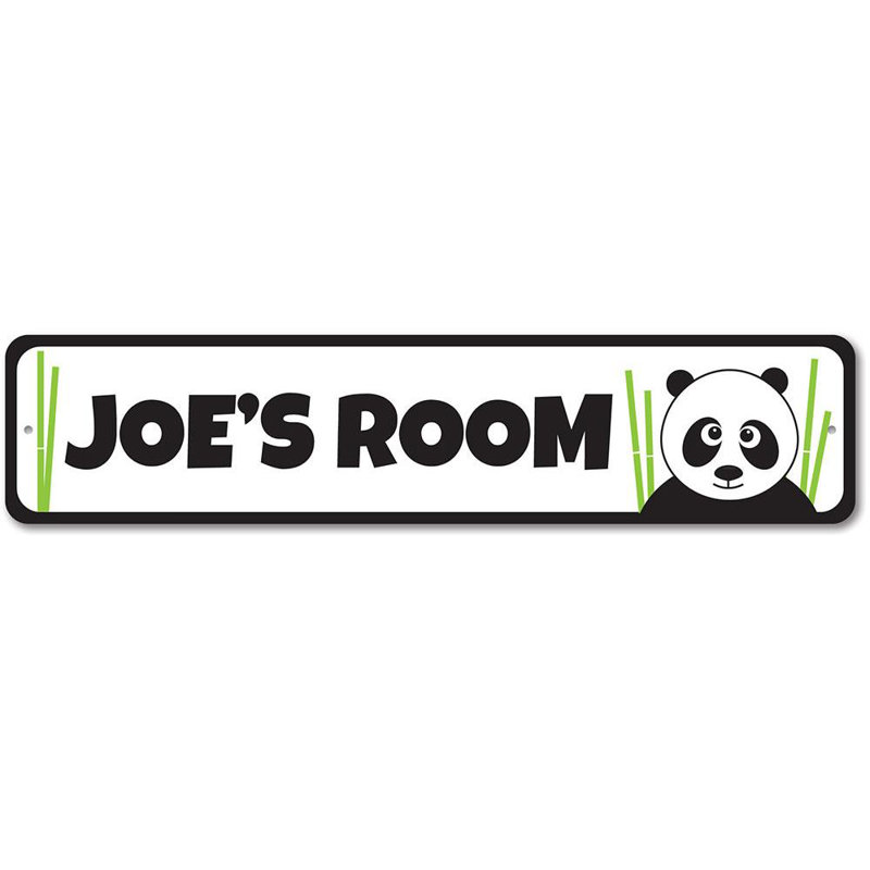 Plaque en métal Panda, H 6 po x l 24 po x P 0,06 po