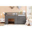 Lit mezzanine simple gris avec armoire et tablette durables - fabrication en bois massif sécuritaire-715480557