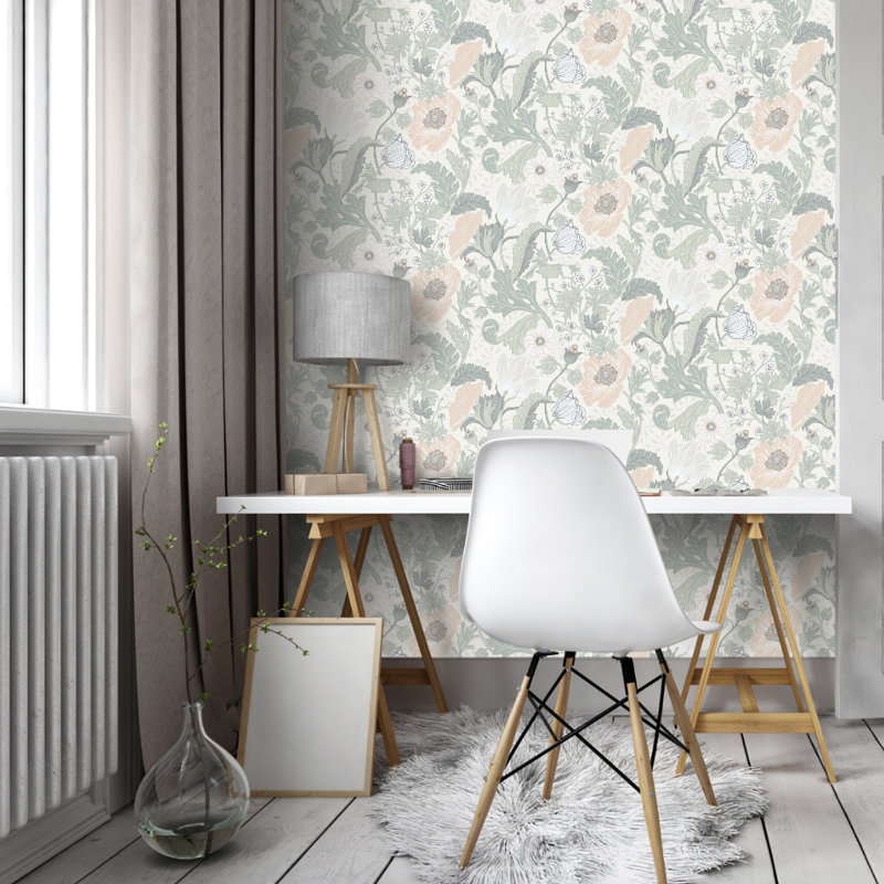 Bryanna 10.05m x 53cm Matte Wallpaper Roll, Light Green