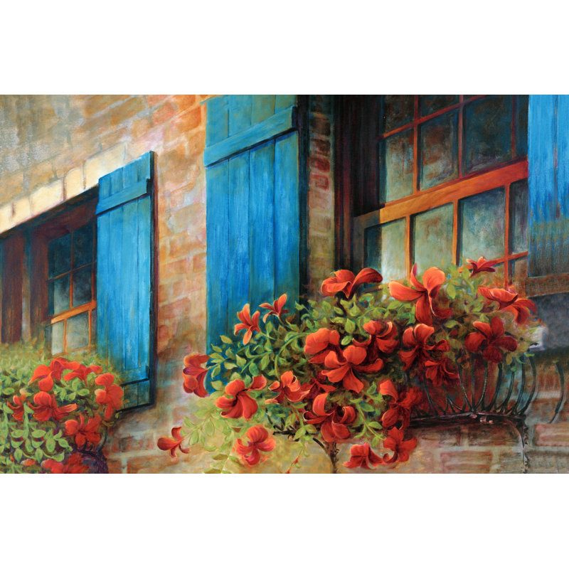 Flowers On Window Sill - Wrapped Canvas Painting, 51cm H x 76cm W x 3.8cm D