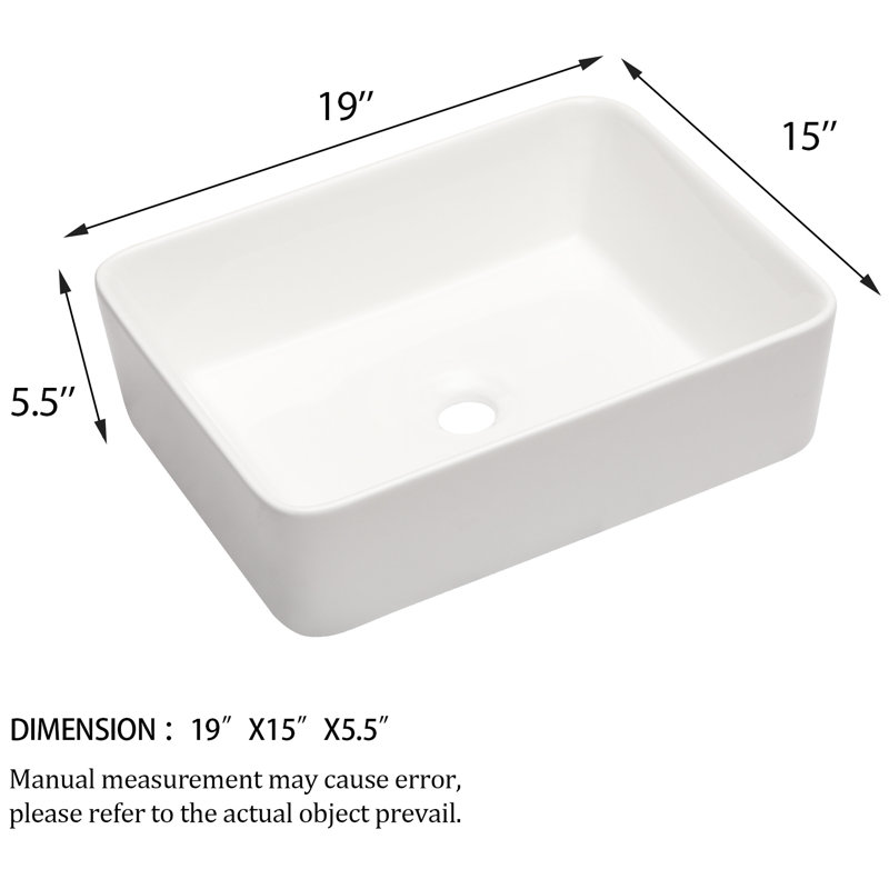 Quality Ceramic 19"X15" Bathroom Sink - Modern And Elegant With Low Water Absorption Smooth Surface Feature White Contemporary Stylish Easy Maintenance