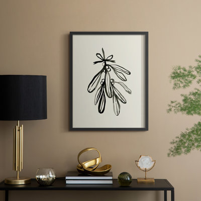 «Mistletoe Sket with Bows I», reproduction encadrée - bois massif