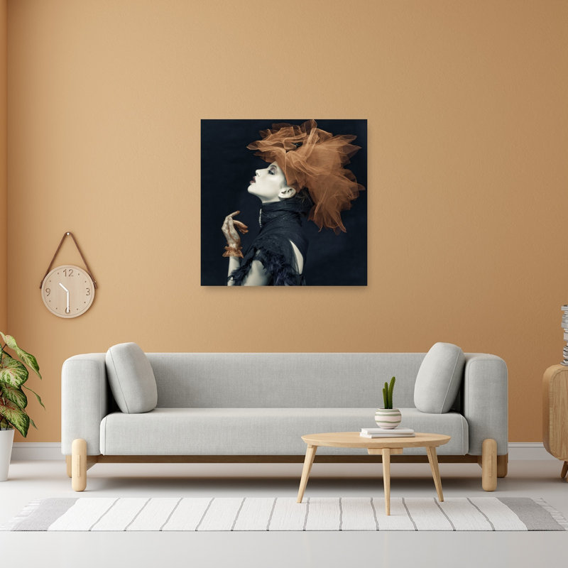 Dramatic Fashion Portrait Dramatic Elegant Contemporary Portrait Wall Art Print 1 Piece Wrapped Canvas Wall Art
