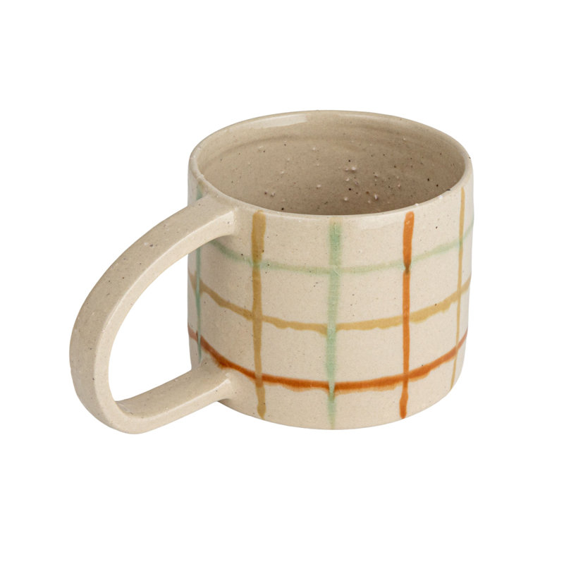 Stoneware Mug With Checkered Pattern