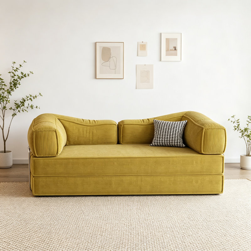 Canapé moderne, simple et tendance, Velours côtelé jaune