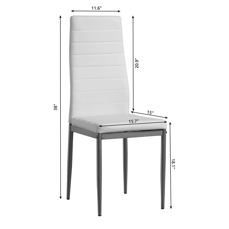 Chaises de salle à manger concises en cuir avec pieds gris