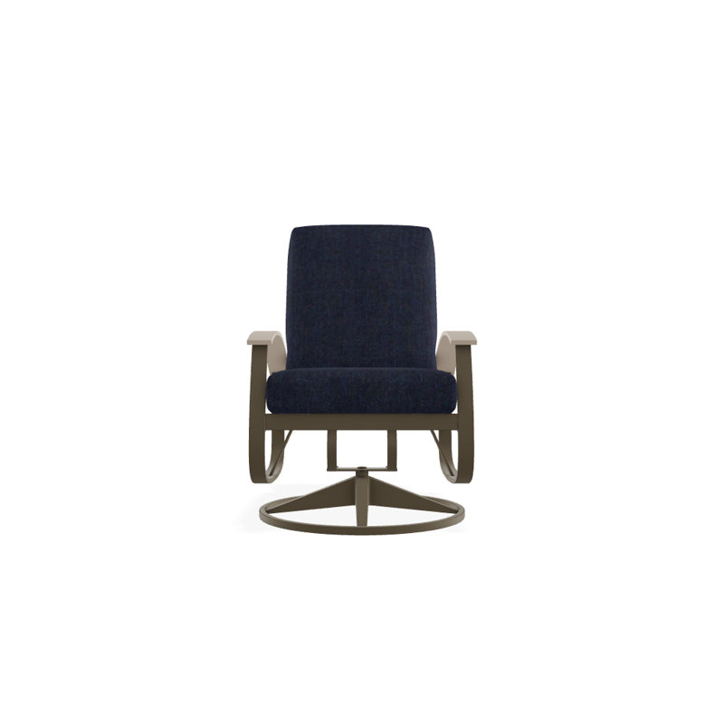 Belle Isle Outdoor Swivel Lounge Chair, Spectrum Indigo Sunbrella®, Textured Beachwood, Desert P60