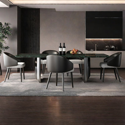 Modern luxury rectangular marble dining table set
