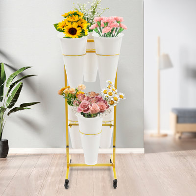 Stancuta Plant Stand with Wheels and 6 Buckets