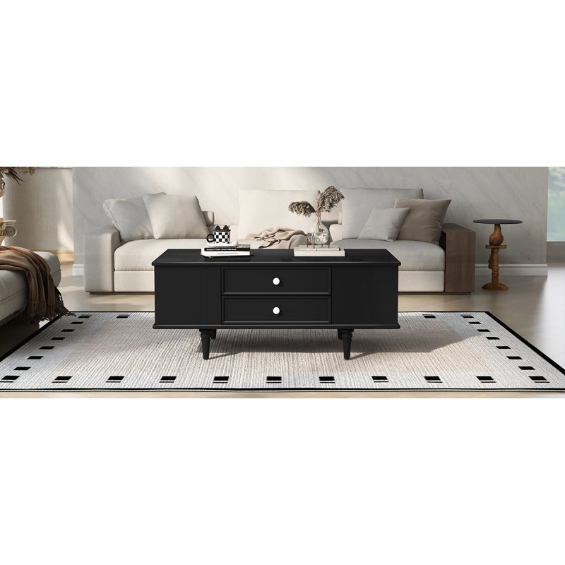 Table basse moderne moderne à quatre tiroirs, Noir