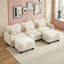 Canapé en forme de U avec 3 coussins lombaires et 2 poufs amovibles-1668165927
