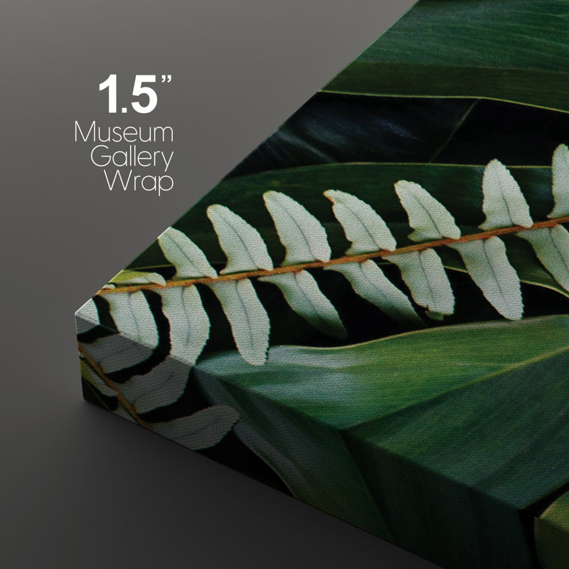 «Lush Green Jungle Leaves Close Up Botanical Decor», reproduction d'art sur toile encadrée 3 pièces, H 36 po x l 72 po