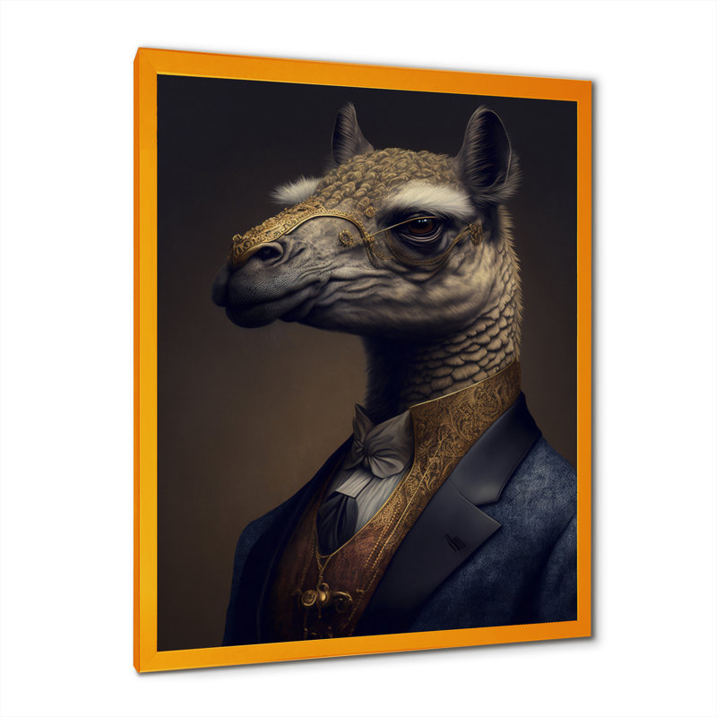 Mafia Llama - Impression sur toile, H 20 po x l 12 po x P 1 po, Impression dorée sur toile encadrée