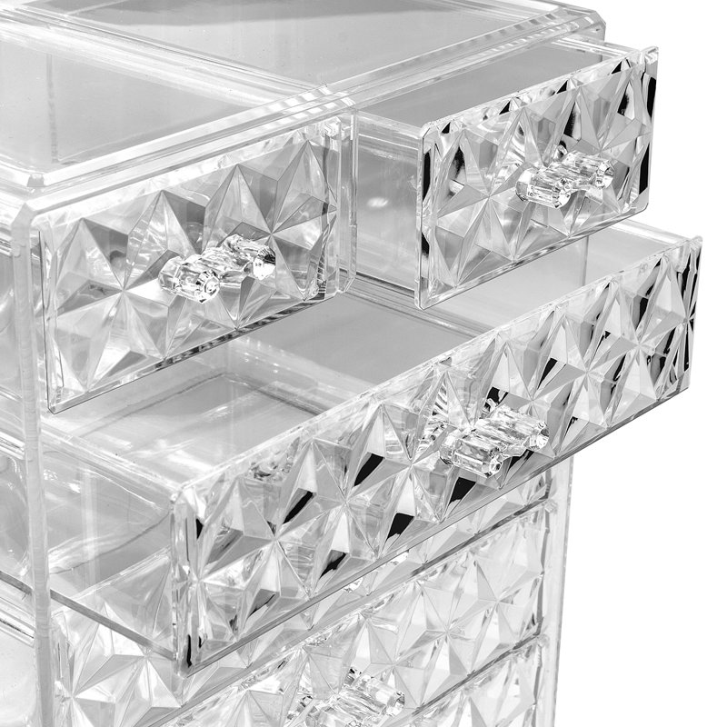 Sorbus 6 Drawers Acrylic Makeup and Jewelry Cosmetics Organizer in Diamond Design