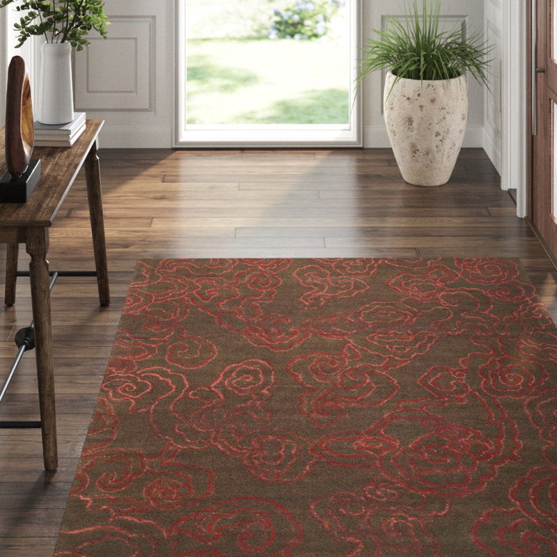 Cloud Nine Abstract Area Rug in Brown/Red, Rectangle 8' x 10'