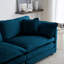 Canapé en chenille bleue pour le salon, 2 avec 4 coussins, structure en bois massif, rembourrage en éponge confortable, base, revêtement