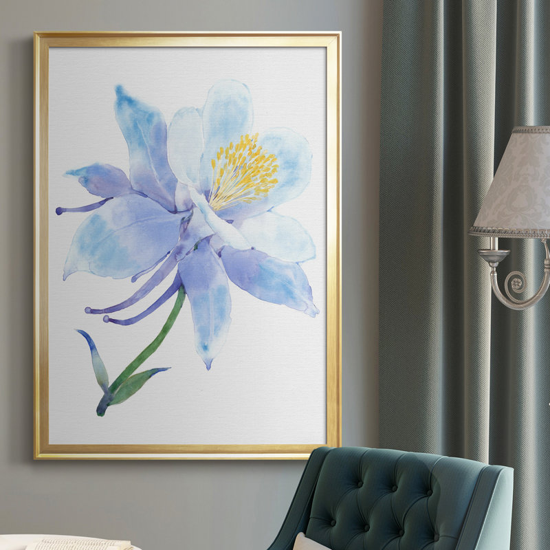 Toile encadrée de qualité supérieure «Columbine Bloom I» prête à être accrochée, H 24,5 po x l 18,5 po x P 1 po, Or